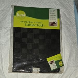Food Network Black Microfiber Check Tablecloth